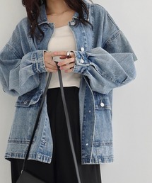 Freesia デニムジャケット gジャン オーバーサイズミドル丈デニム
