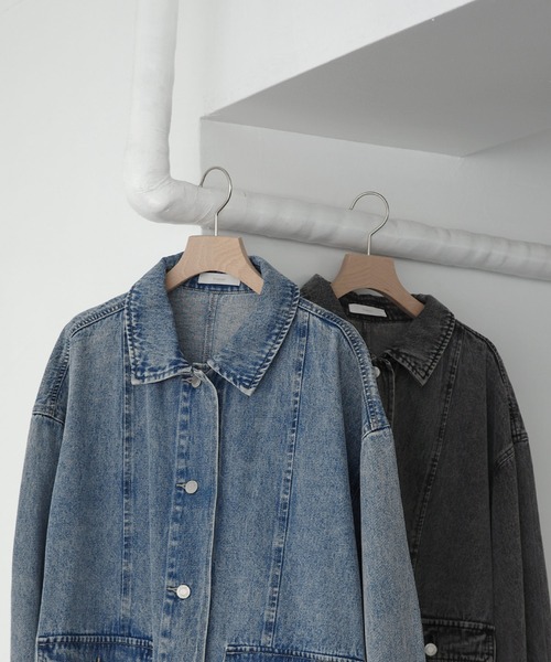 Freesia デニムジャケット gジャン オーバーサイズミドル丈デニム