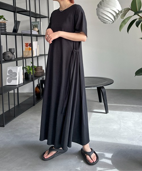 PILIT ワンピース 「サイズ展開あり」サイドリボンフレアワンピース