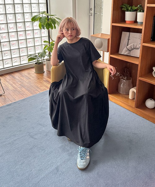 PILIT ワンピース 「サイズ展開あり」サイドリボンフレアワンピース