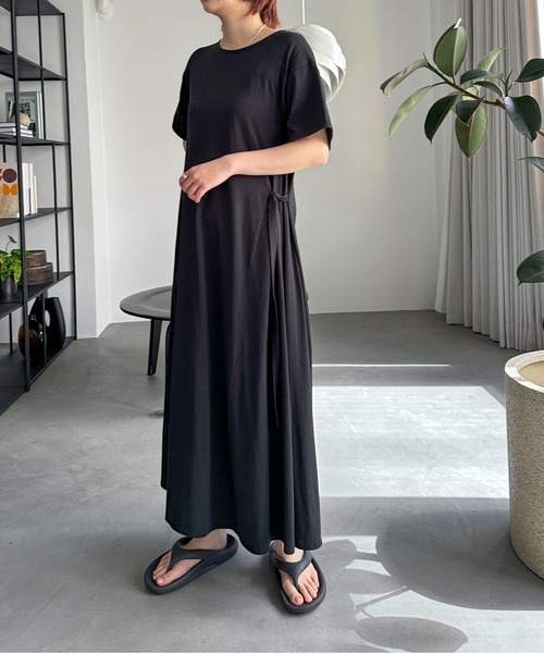 PILIT ワンピース 半袖 「サイズ展開あり」サイドリボンフレア