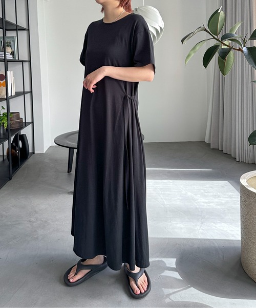 PILIT ワンピース 半袖 「サイズ展開あり」サイドリボンフレア