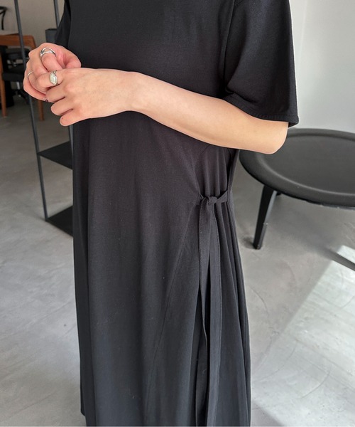 PILIT ワンピース 半袖 「サイズ展開あり」サイドリボンフレア