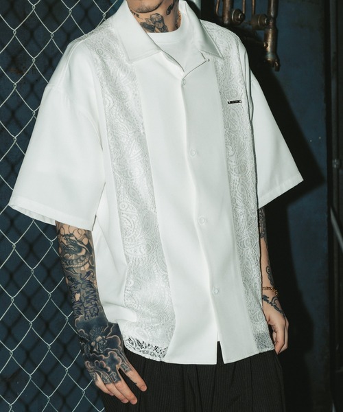 Subciety（サブサエティ） シャツ Lace panel shirt メンズ レディース