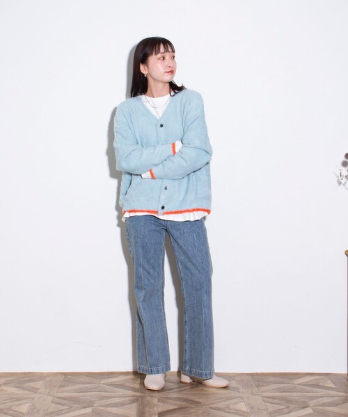 「GLOSTER」 ニットカーディガン S イエロー メンズ_画像2