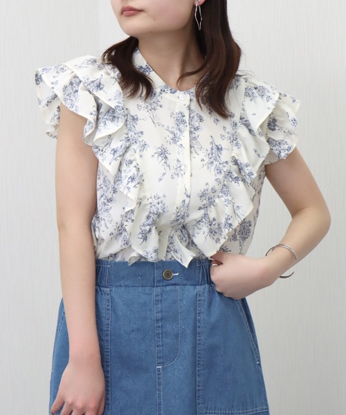 ●美品●　ジェーンマープル　花柄　薔薇　フリル　シャツ　ブラウス　マルチカラー Amazon | [ローズバッド] マルチカラーストライプ パネルフリル