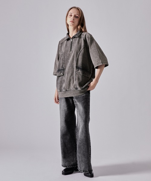 CLEL tシャツ 「CLEL」Vintage Design Short Sleeve Half Zip T
