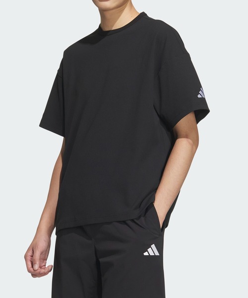 adidas tシャツ ルーズフィット ワッフルファブリック 半袖T