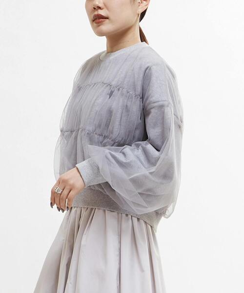 THT shirring sweat シャーリングスウェットグレー