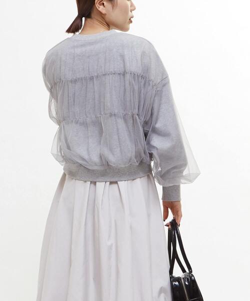 トップス tulle docking sweat CONVERSE TOKYO トレーナー スウェット SHIRRING TULLE DOCKING SWEAT