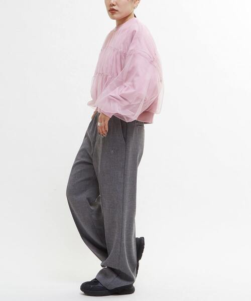 トップス TULLE DOCKING SWEAT andequal トップス TULLE DOCKING SWEAT andequal TULLE DOCKING TOPS