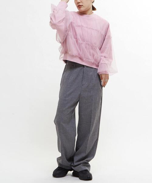 トップス tulle docking sweat tulle docking sweat – andequal