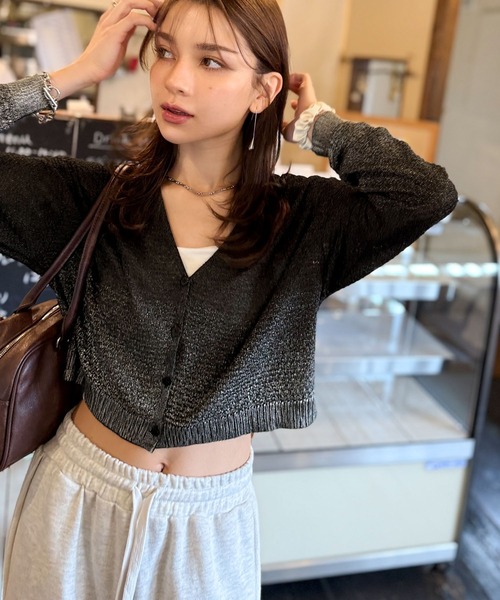 mily bilet カーディガン 夏 「mily bilet」冷房対策にも♪箔プリント