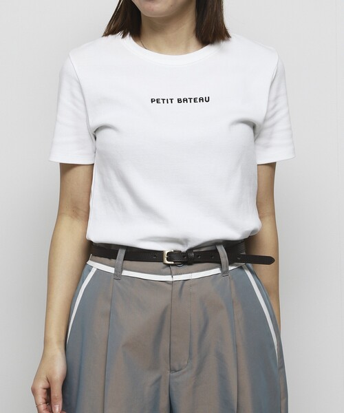 tシャツ PETIT BATEAU × Firsthand/プチバトー 別注ロゴ クルーネックTEE / ワンポイントミニロゴTシャツ レディース | PETIT BATEAU | 19