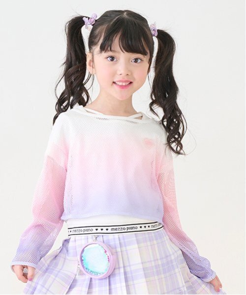 オンラインショップ mezzo piano tシャツ グラデーションメッシュレイヤード半袖T トップス