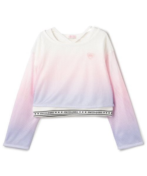 mezzo piano tシャツ グラデーションメッシュレイヤード半袖T