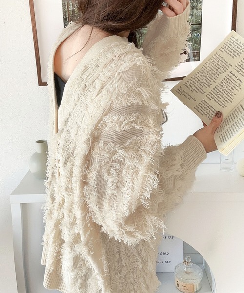 「mily bilet」 ニットカーディガン MEDIUM アイボリー レディース_画像2