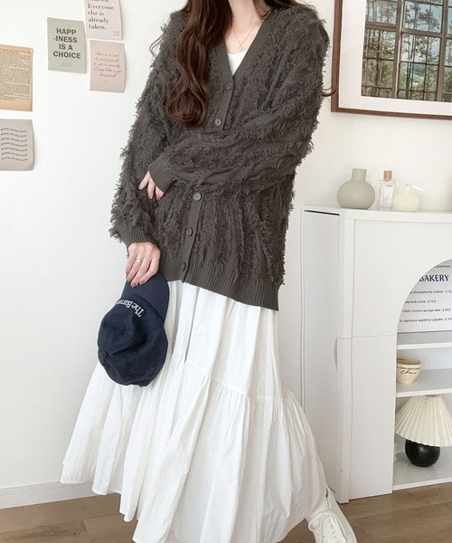 「mily bilet」 ニットカーディガン MEDIUM アイボリー レディース_画像3