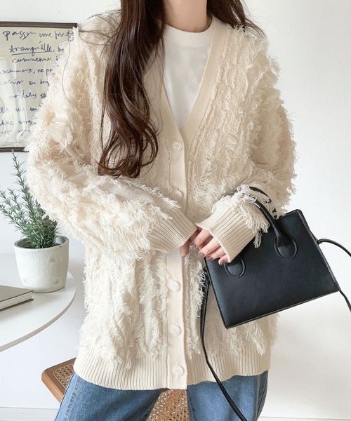 「mily bilet」 ニットカーディガン MEDIUM アイボリー レディース_画像9