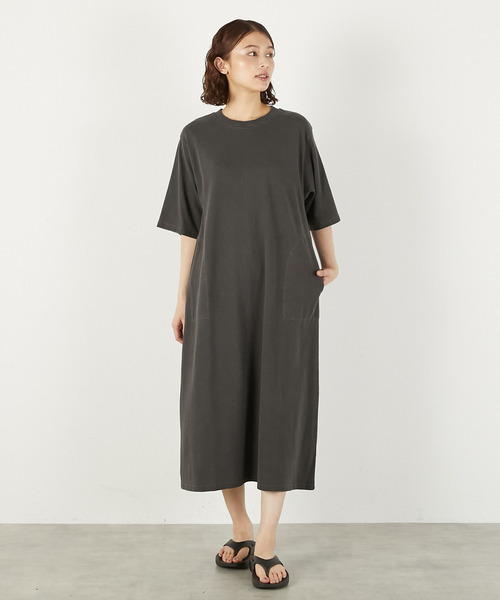 【新品】SPECCHIO 半袖ワンピース 黒とベージュのストライプ STAR&STRIPE（スターアンドストライプ） ワンピース 半袖 「別注