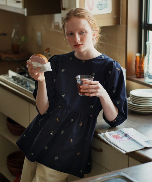 【値下げ】アフタヌーンティー 刺繍切替ブラウス MAISON SAJOU Afternoon Tea ブラウス シャツ 刺繍切替ブラウス/MAISON SAJOU