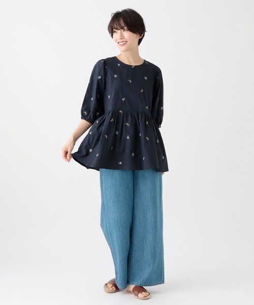 Afternoon Tea ブラウス シャツ 刺繍切替ブラウス/MAISON SAJOU