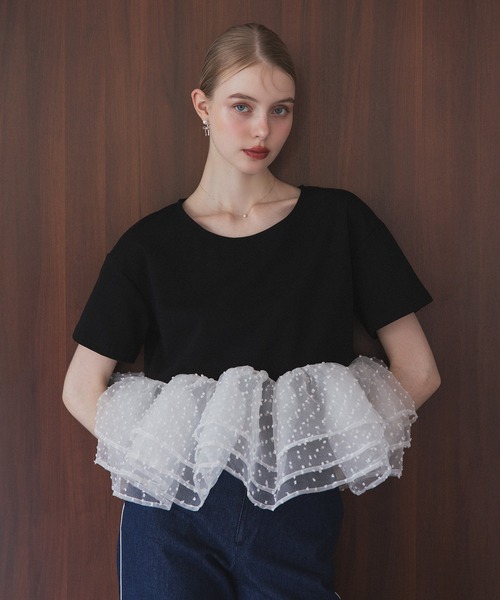 MERAKI ドットフリルヘムライントップス レディース : ZOZOTOWN Yahoo 