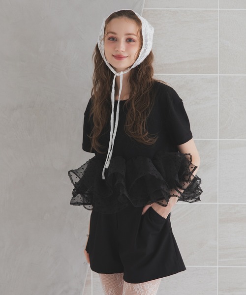 メラキ　MERAKI 新品未使用トップス　ドットフリルヘムライントップス MERAKI（ファッション） ドットフリルヘムライントップス