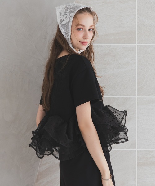 MERAKI（ファッション） ドットフリルヘムライントップス