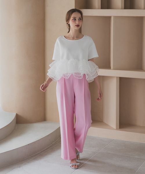 MERAKI（ファッション） ドットフリルヘムライントップス