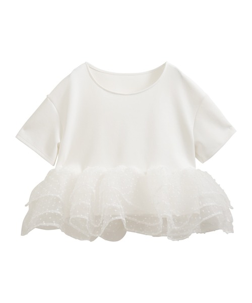 MERAKI（ファッション） ドットフリルヘムライントップス