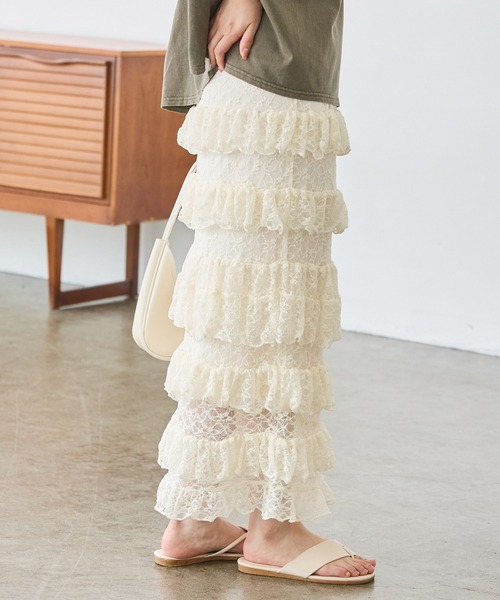 LAVEANGE（ラビアンジェ） スカート フリルナロースカート : ZOZOTOWN