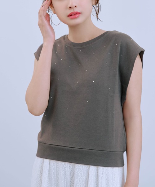 tシャツ 「接触冷感」グラデーションラインストーンプルオーバー 「低身長・小柄女性」 レディース