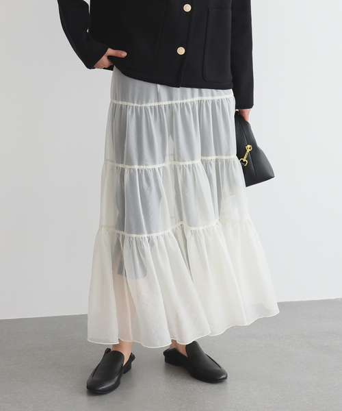 SLOBEIENA25aw シアーオーガンジーティアードスカート SLOBE IENA スカート シアーオーガンジーティアードスカート