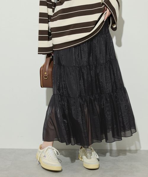 SLOBE IENA（スローブイエナ） スカート シアーオーガンジーティアード  