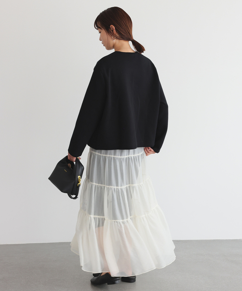 SLOBE IENA スカート シアーオーガンジーティアードスカート