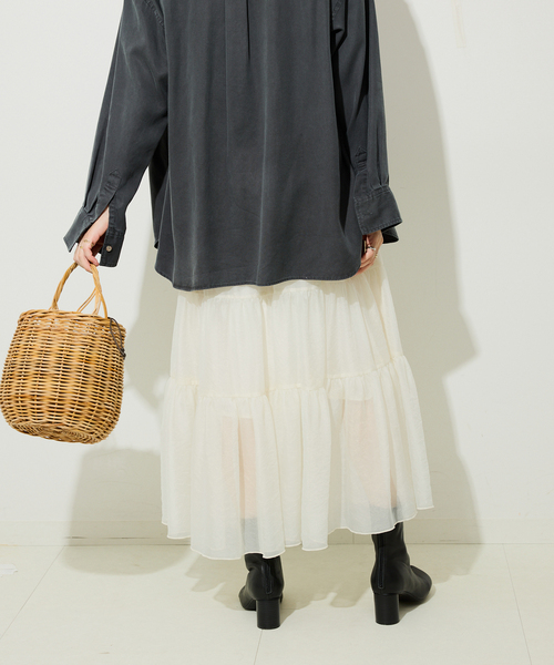 SLOBE IENA スカート シアーオーガンジーティアードスカート