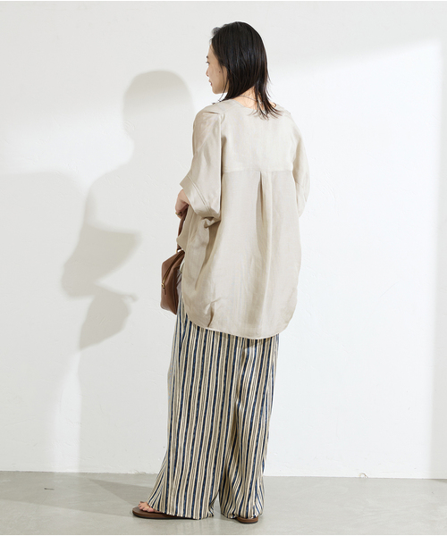 JOURNAL STANDARD ブラウス シャツ シアーリネンノーカラー