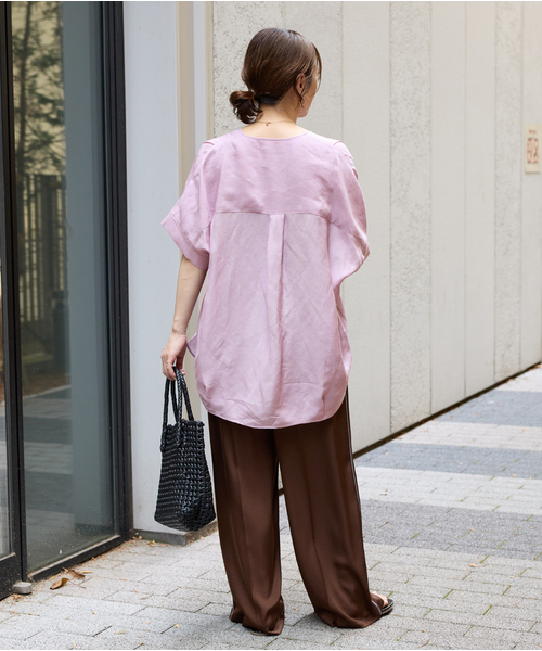 JOURNAL STANDARD ブラウス シャツ シアーリネンノーカラー