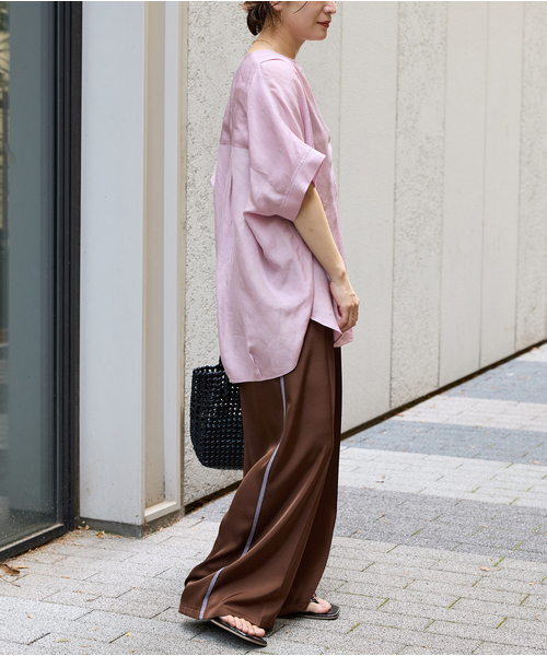 JOURNAL STANDARD ブラウス シャツ シアーリネンノーカラー
