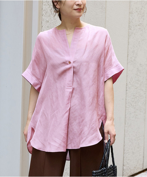 新品☆ジャーナルスタンダード　リネンブラウス JOURNAL STANDARD ブラウス シャツ シアーリネンノーカラー