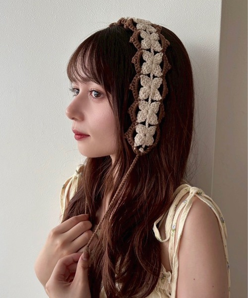 kutir（クティール） ヘアバンド kutirlune／手編み風バイカラー