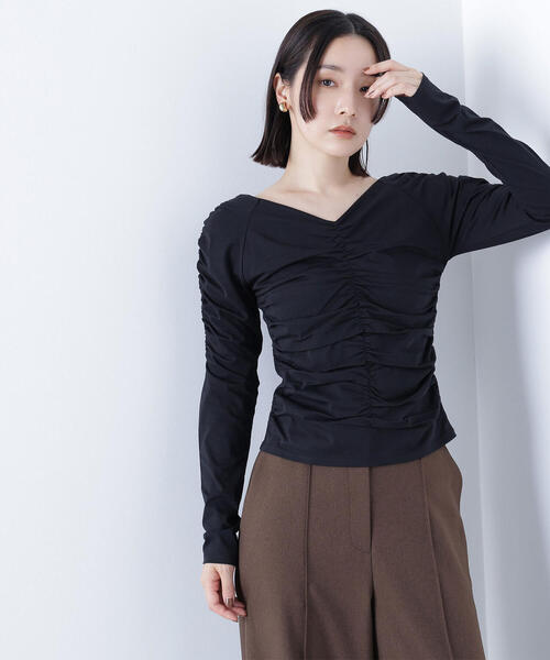 tシャツ ギャザーカットソー レディース