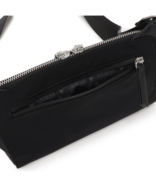 【美品】ゲス　ボディバッグ　ウエストポーチ　ブラック　ビッグロゴ　ロゴベルト 美品】ゲス ボディバッグ ウエストポーチ ブラック ビッグロゴ