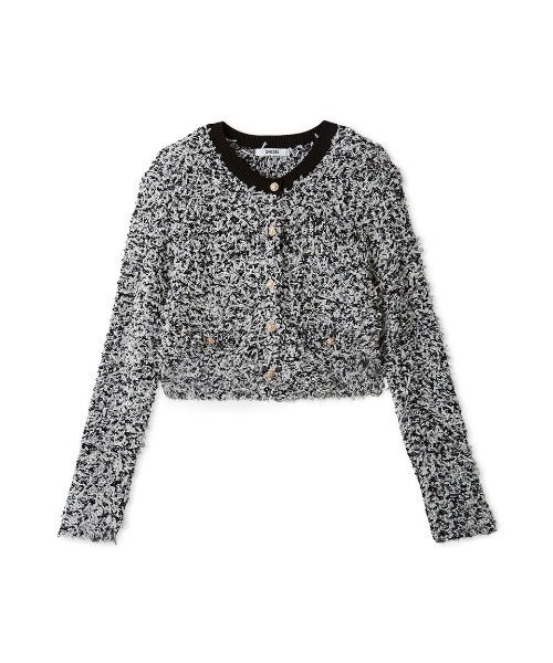 ✨極美品✨25SS SNIDEL スナイデル ツイード ニット カーディガン 紺 ミックスツイードライクニットカーディガン(ニット)｜トップス｜SNIDEL