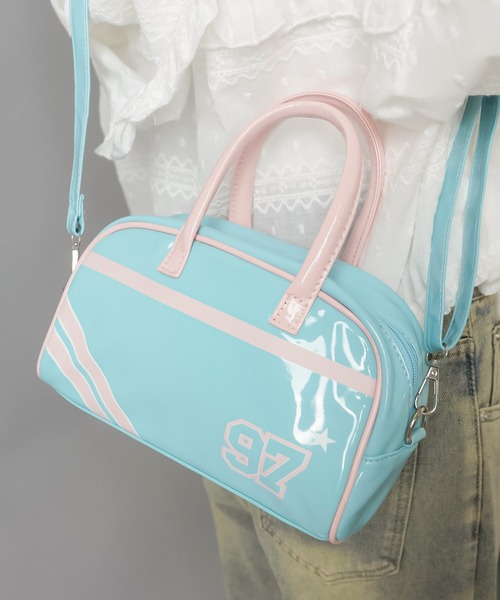 SPINNS ボストンバッグ 「2WAY」エナメルプリントボストンバッグ/平成