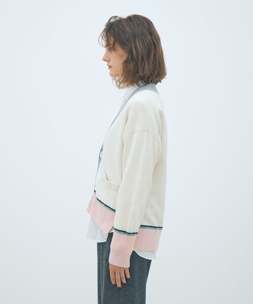 MACPHEE アイボリー カーディガン MACPHEE（マカフィー） カーディガン NZ LAMBS Vネックカーディガン