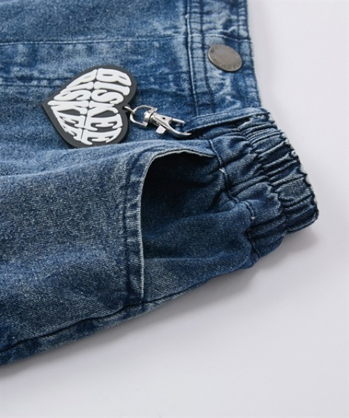 スカート キーホルダー付き デニムプリーツパンツインスカート キッズ