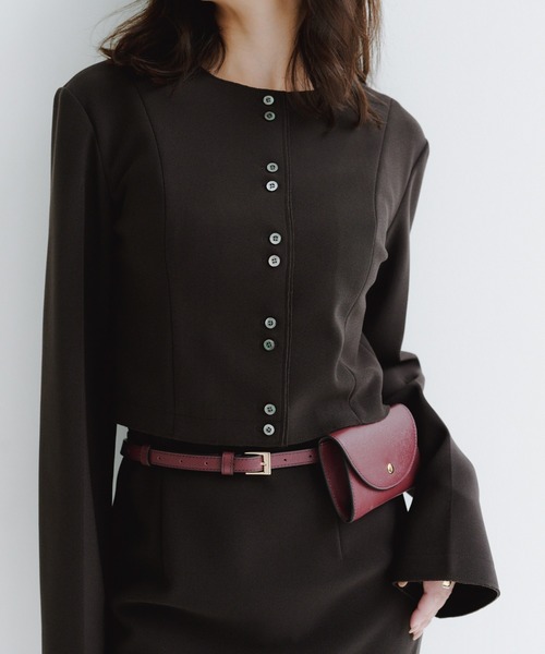 ánuansカットジョーゼットショートカーディガン ブラック カットジョーゼットショートカーディガン