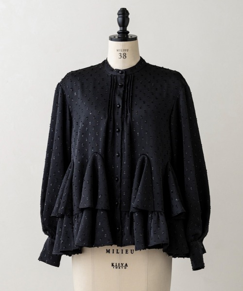 【美品】sono ソーノ フリルカットソー　ブラック　日本製 Sono（ソーノ） ブラウス シャツ ご自宅でお洗濯可能/日本製「SONO